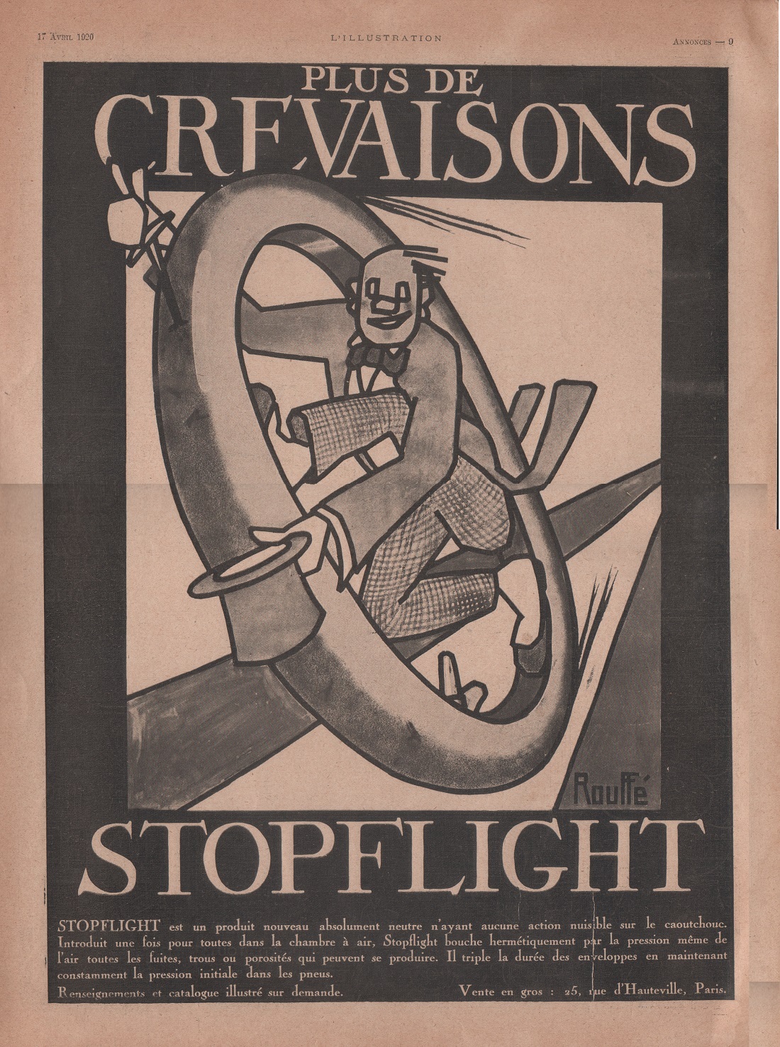Stopflight, plus de crevaisons. Advertising 1920