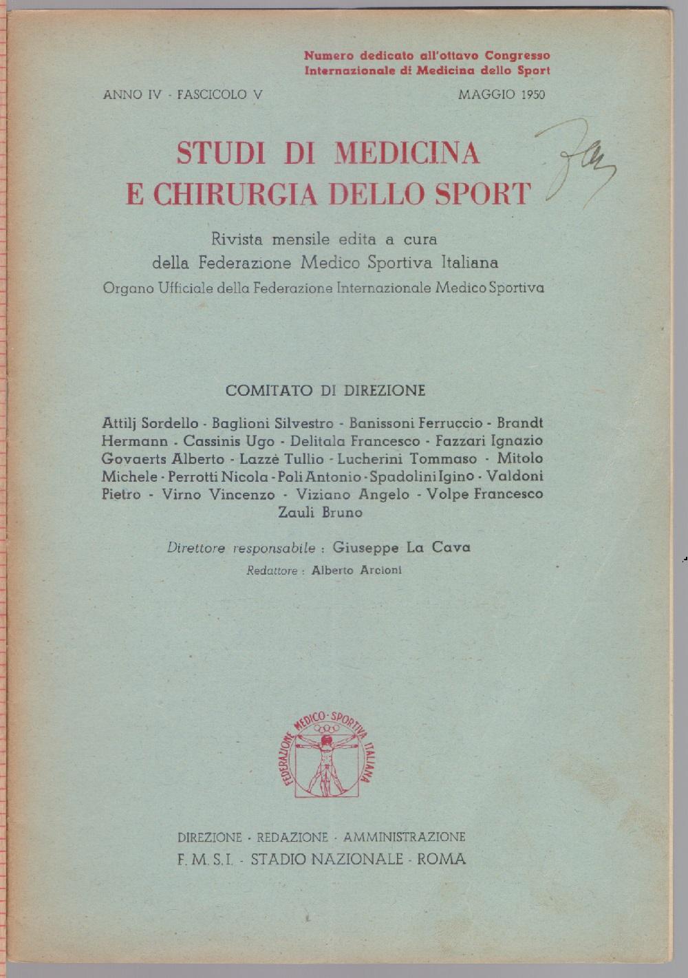 Studi di Medicina e Chirurgia dello Sport Anno IV Fascicolo …
