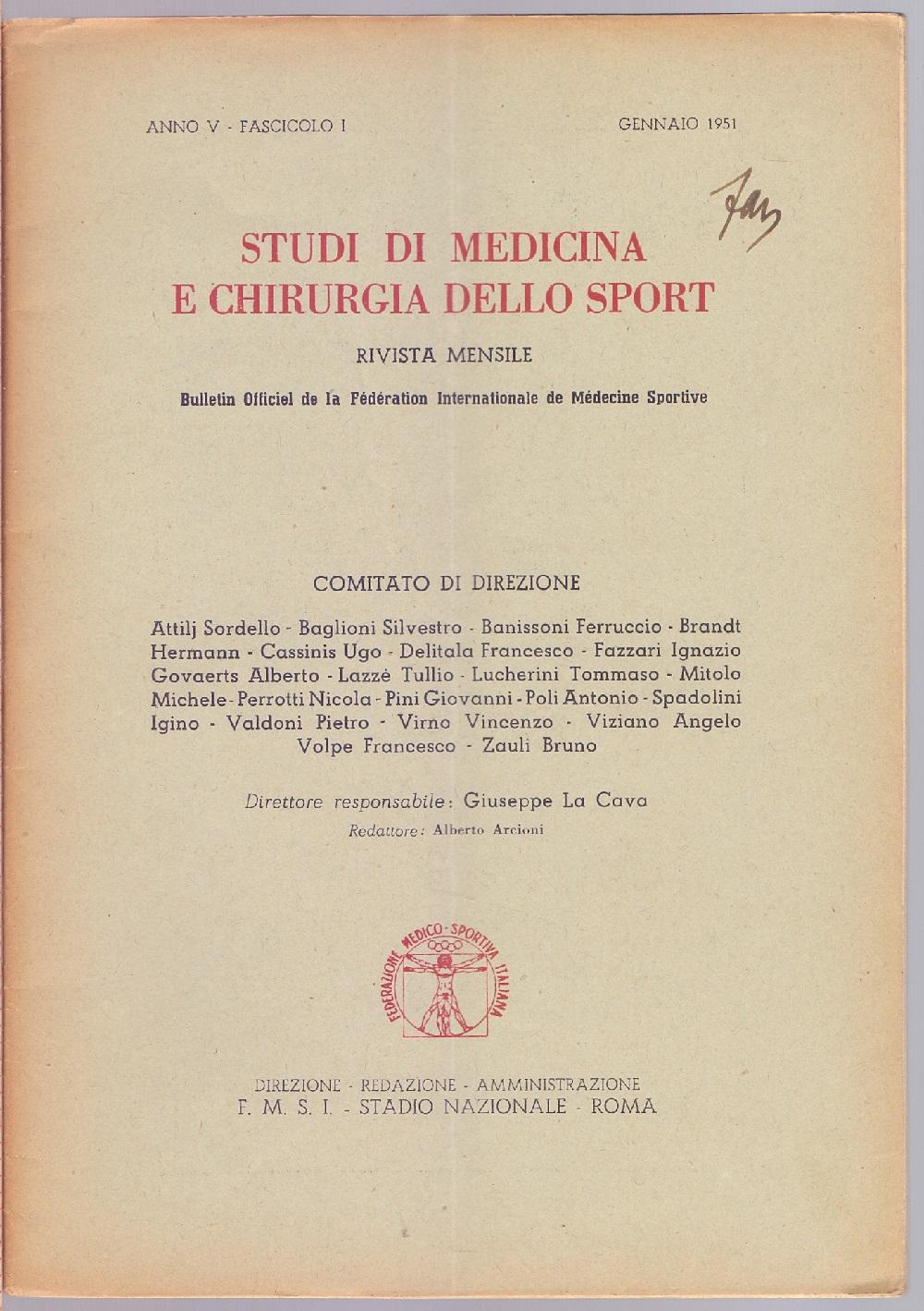 Studi di Medicina e Chirurgia dello Sport Anno V FascicoloI- …