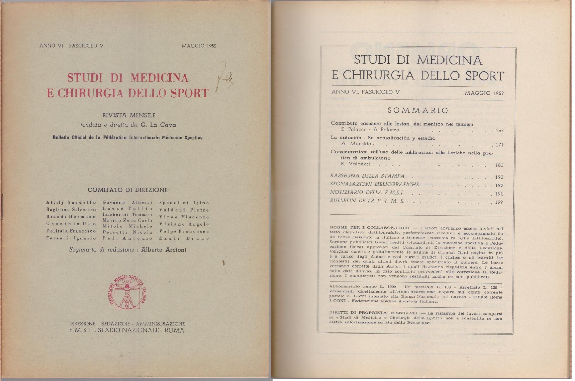 Studi di Medicina e Chirurgia dello Sport Anno VI Fascicolo …