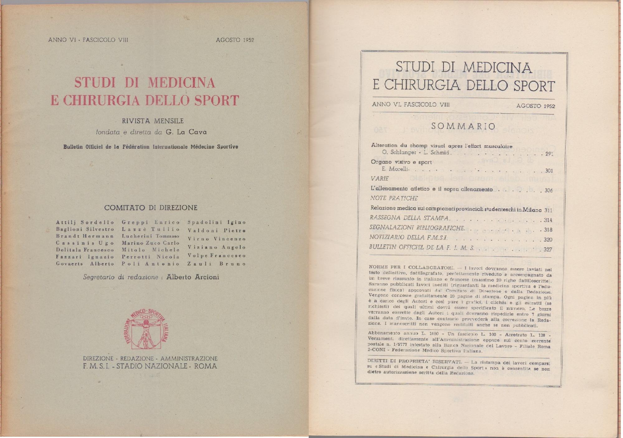 Studi di Medicina e Chirurgia dello Sport Anno VI Fascicolo …