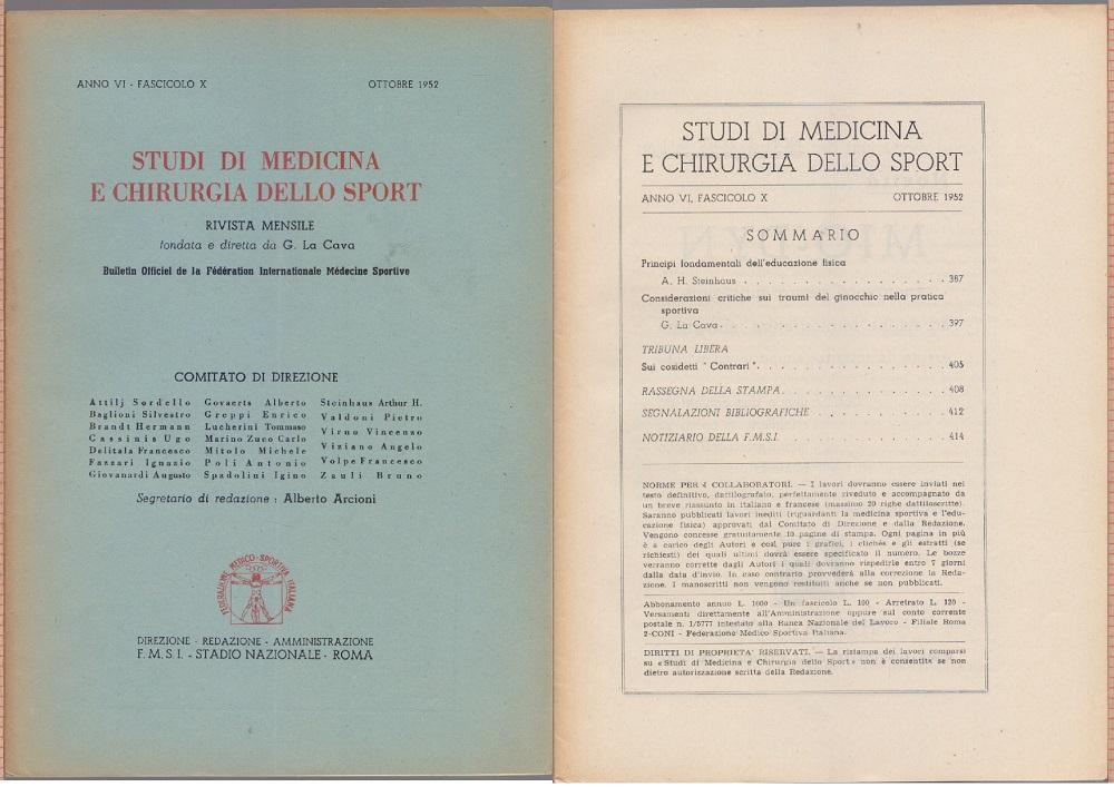Studi di Medicina e Chirurgia dello Sport Anno VI Fascicolo …