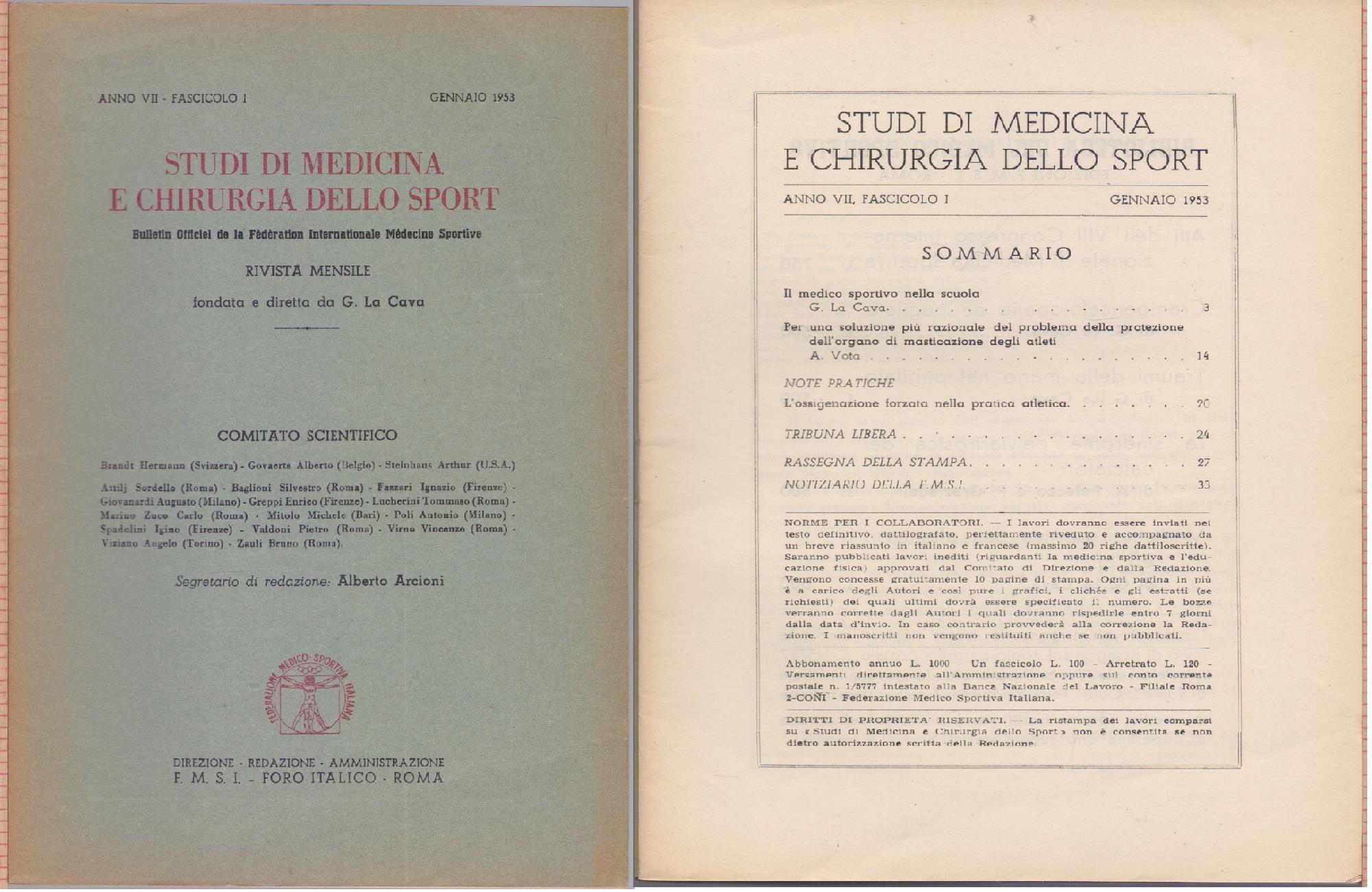 Studi di Medicina e Chirurgia dello Sport Anno VII Fascicolo …