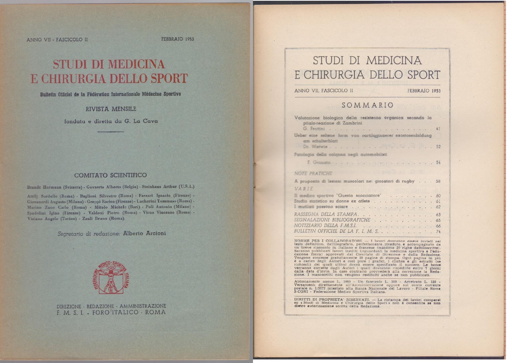 Studi di Medicina e Chirurgia dello Sport Anno VII Fascicolo …