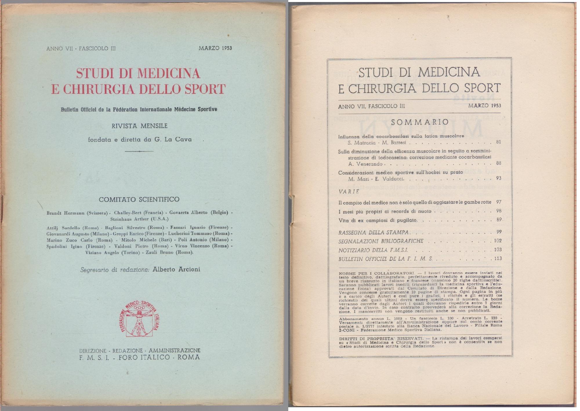 Studi di Medicina e Chirurgia dello Sport Anno VII Fascicolo …