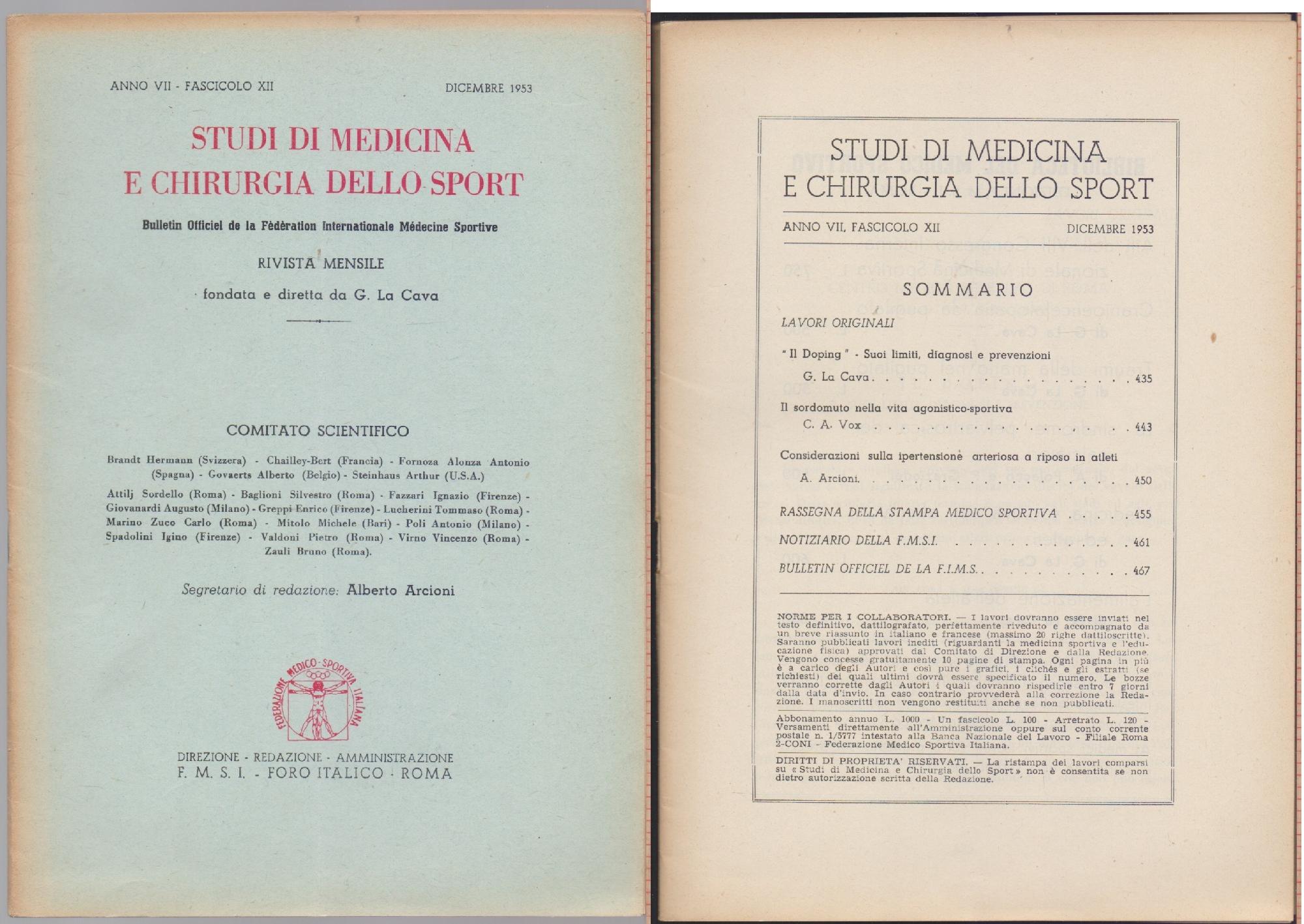 Studi di Medicina e Chirurgia dello Sport Anno VII Fascicolo …