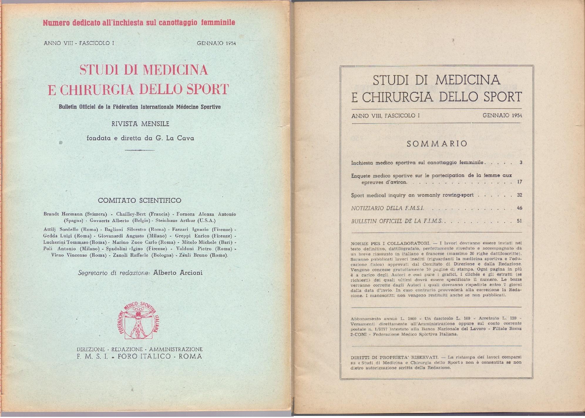 Studi di Medicina e Chirurgia dello Sport Anno VIII Fascicolo …