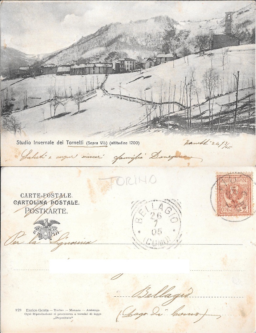 Studio Invernale dei Tornetti (sopra Viù). Viaggiata 1905