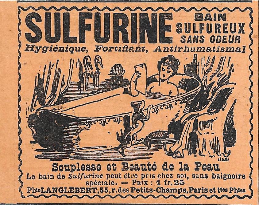Sulfurine, bain sulfureux sans odeur. Advertising 1900