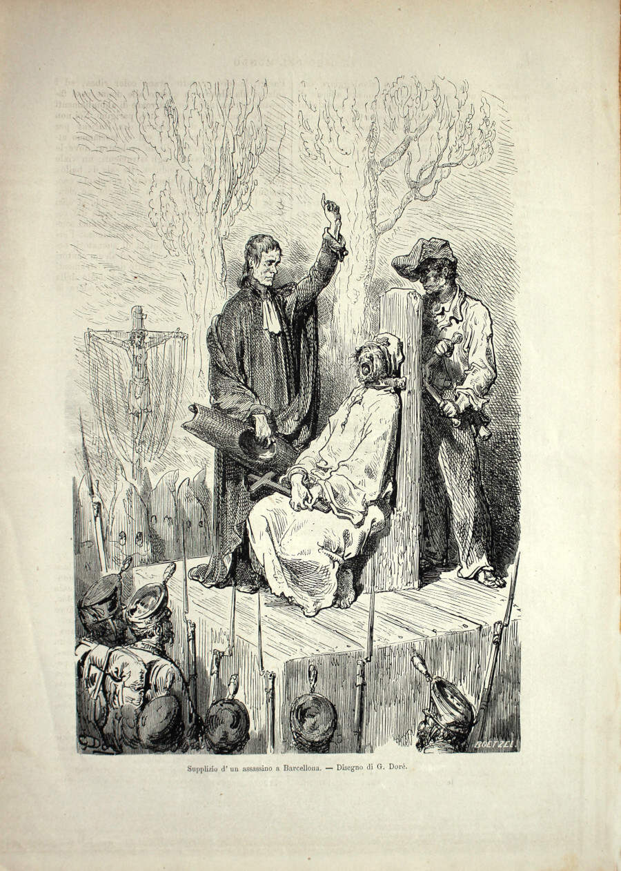 Supplizio d'un assassino a Barcellona. Stampa 1864