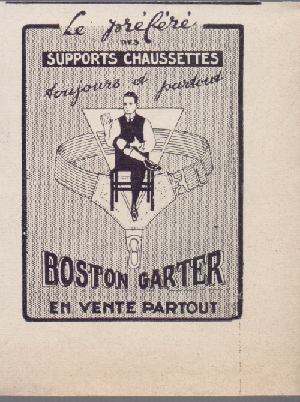 Support chaussettes Boston Garter. Advertising 1926