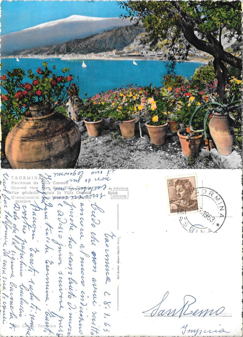 Taormina. Panorama da Villa Caronia. Viaggiata 1963