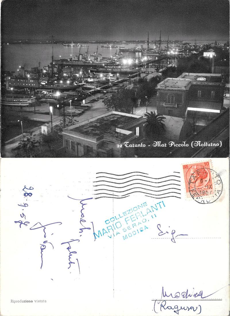 Taranto. Mar Piccolo (notturno). Viaggiata 1957