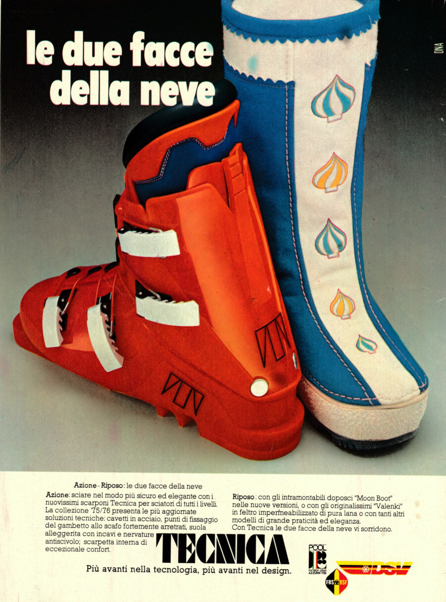 Tecnica le due facce della neve. Advertising 1976