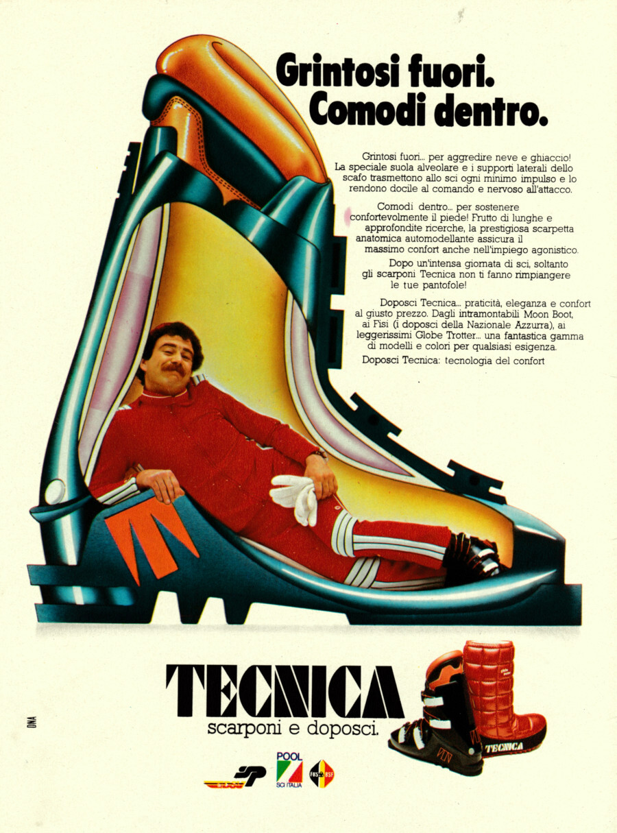 Tecnica. Scarponi e doposci. Advertising 1976