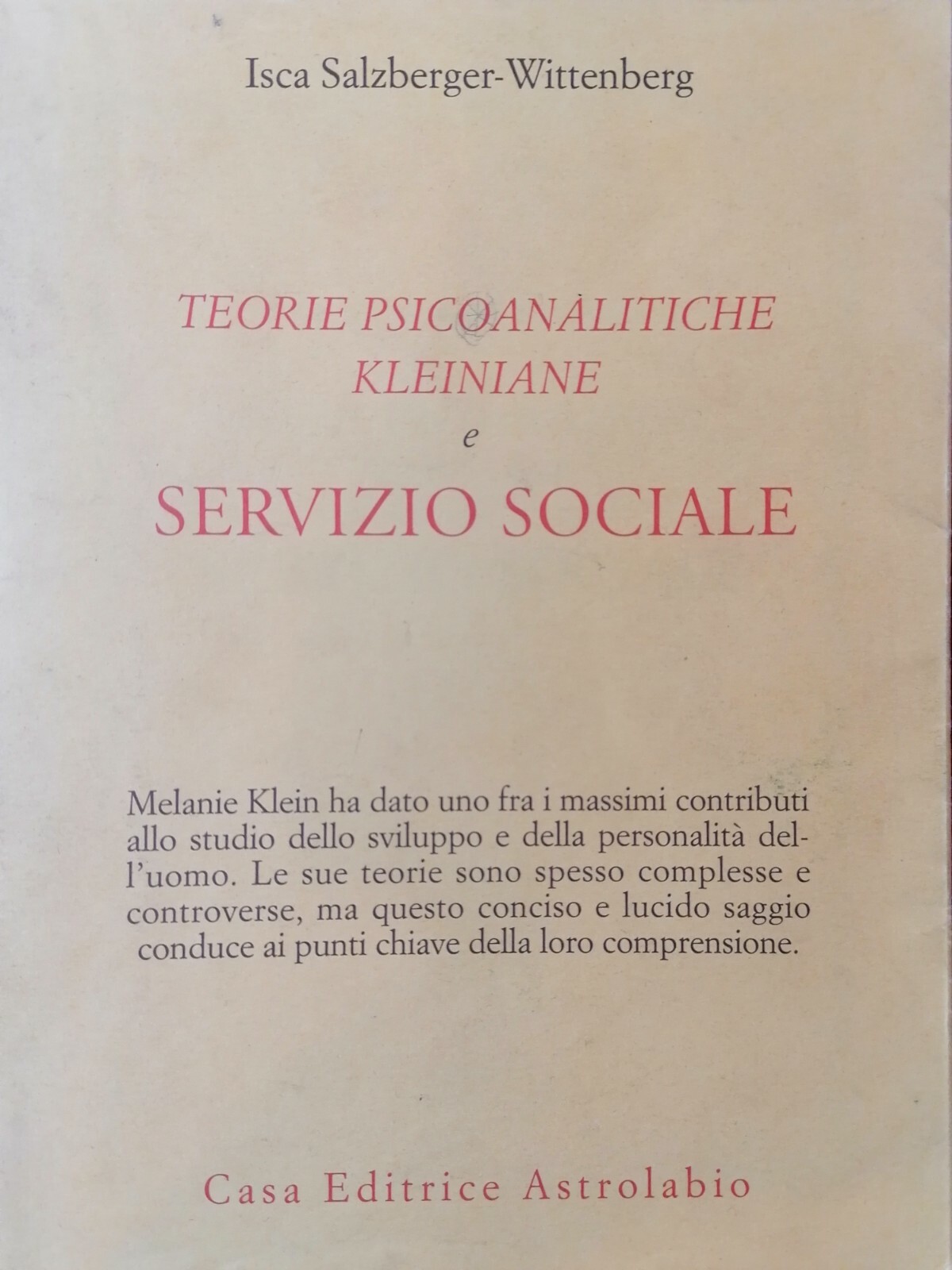 Teorie psicoanalitiche kleiniane e servizio sociale