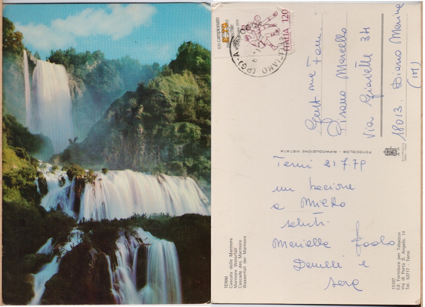 Terni. Cascata delle Marmore. Viaggiata 1979