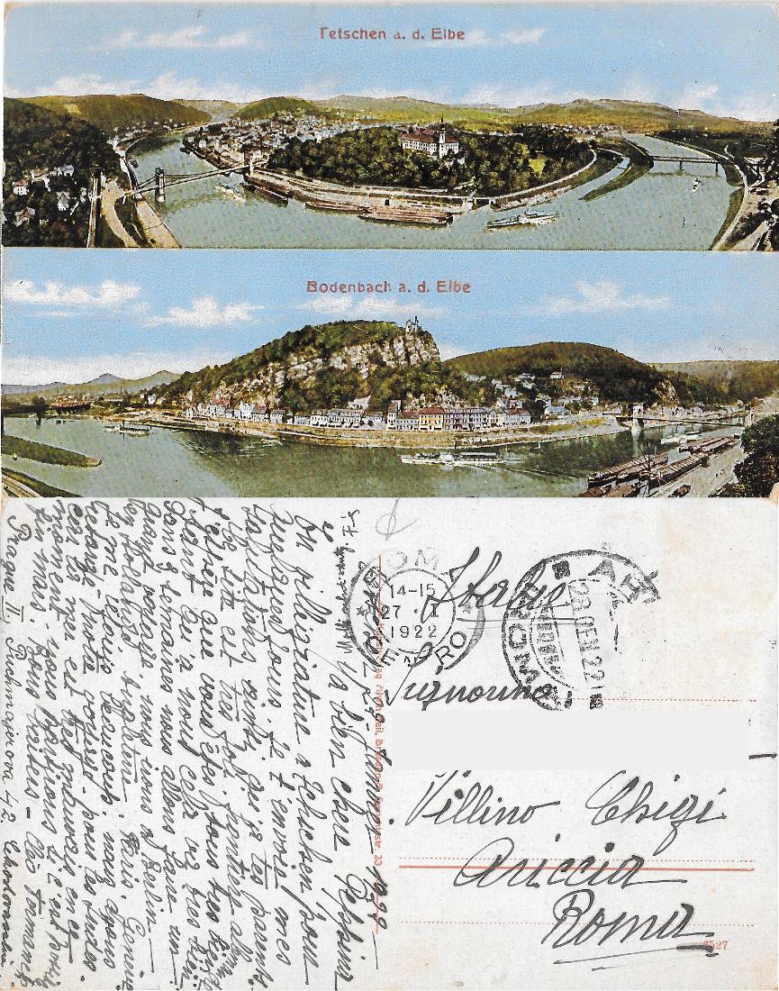 Tetschen a.d Elbe. Bodenbach a.d Elbe. Viaggiata 1922