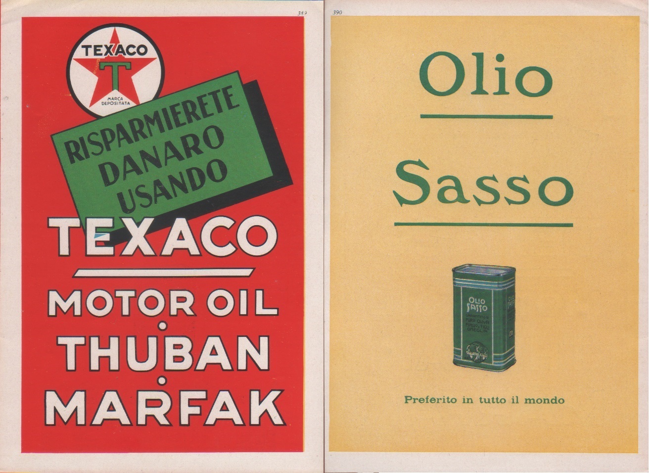 Texaco / Olio Sasso. Advertising 1937