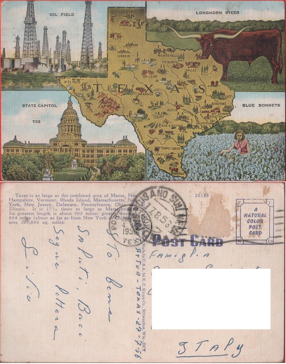 Texas. Viaggiata 1956