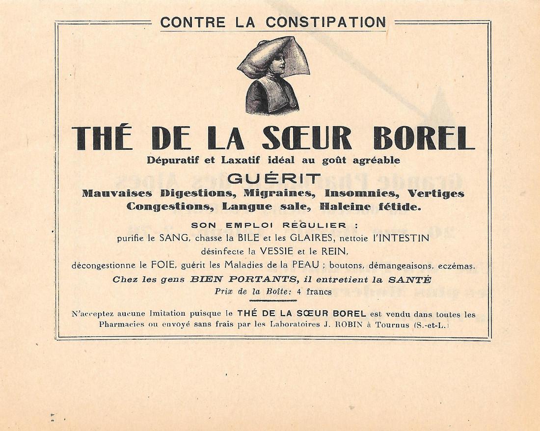 Thè de la Soeur Borel contre la constipation. Pubblicita 1932
