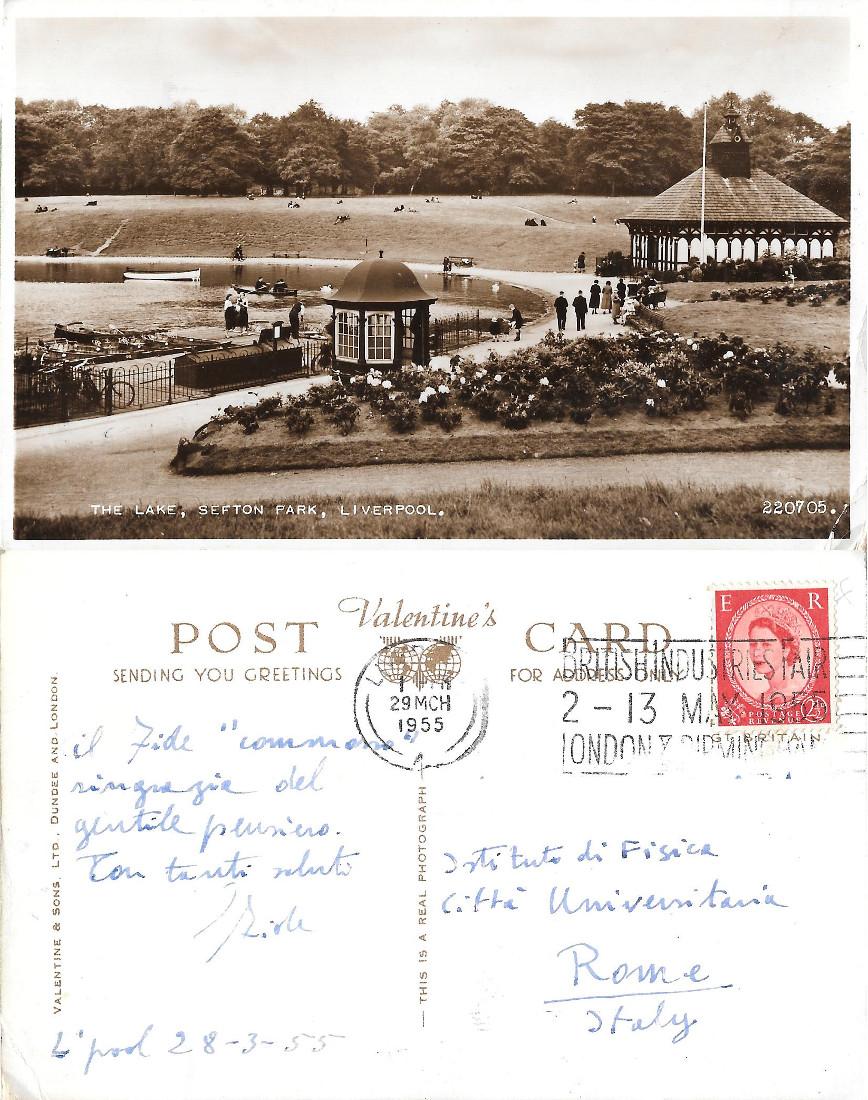 The Lake. Sefton Park. Liverpool. Viaggiata 1955