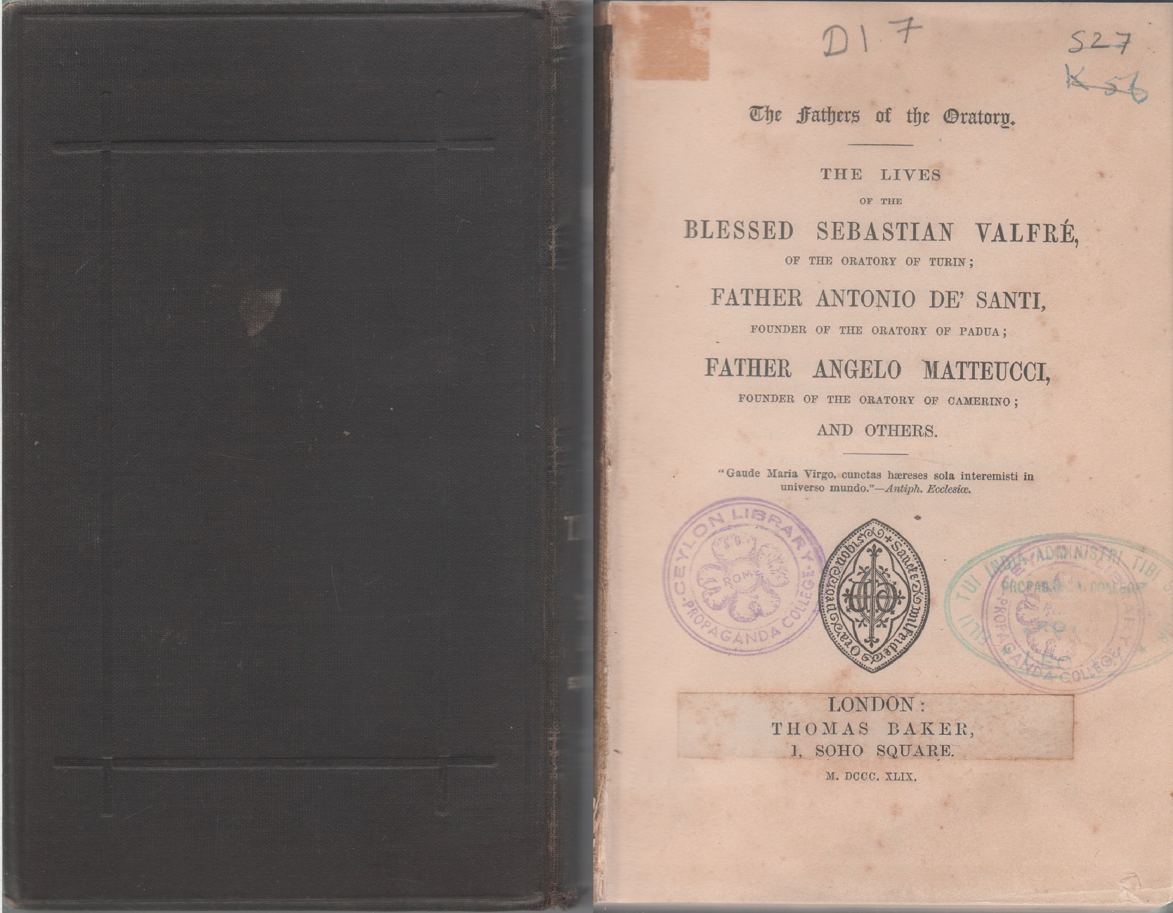 The Lives of the Blessed Sebastian Valfre, Antonio De' Santi, …