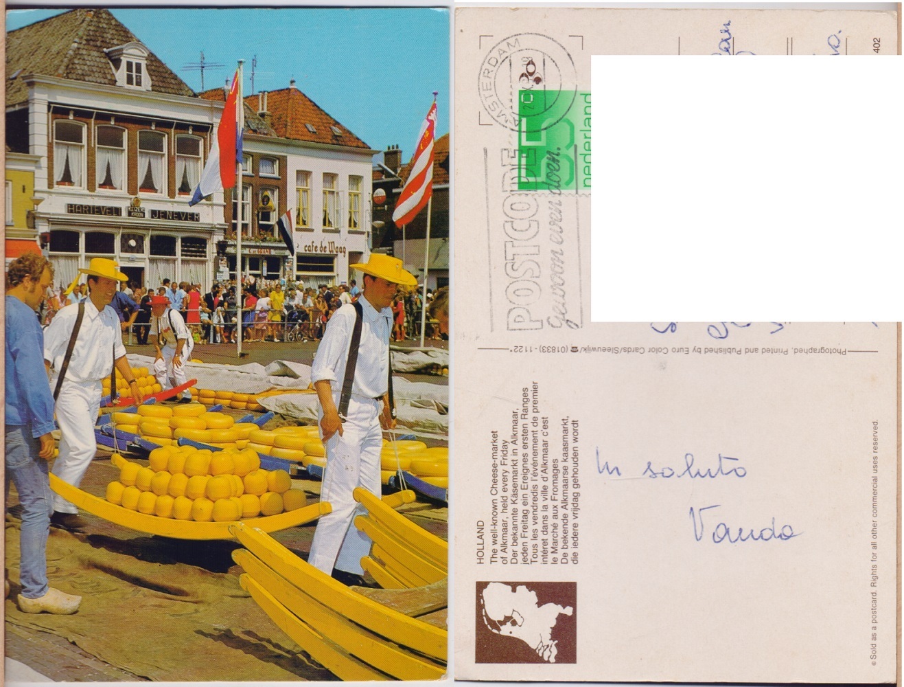 The well-known Cheese-market of Alkmaar. Viaggiata 1987