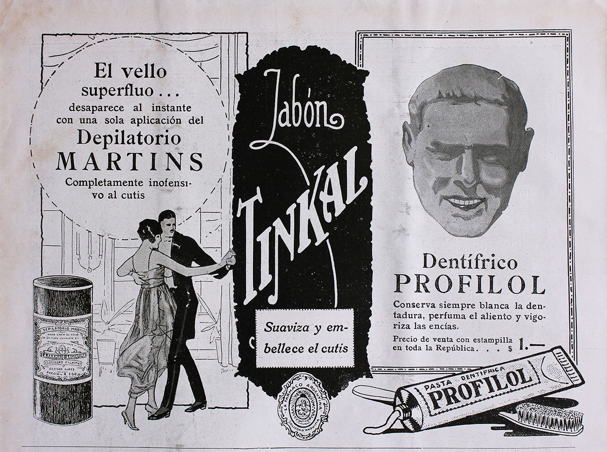 Tinkal. Depilatorio Martins, Jabon, Dentifricio Profilol - Advertising 1922