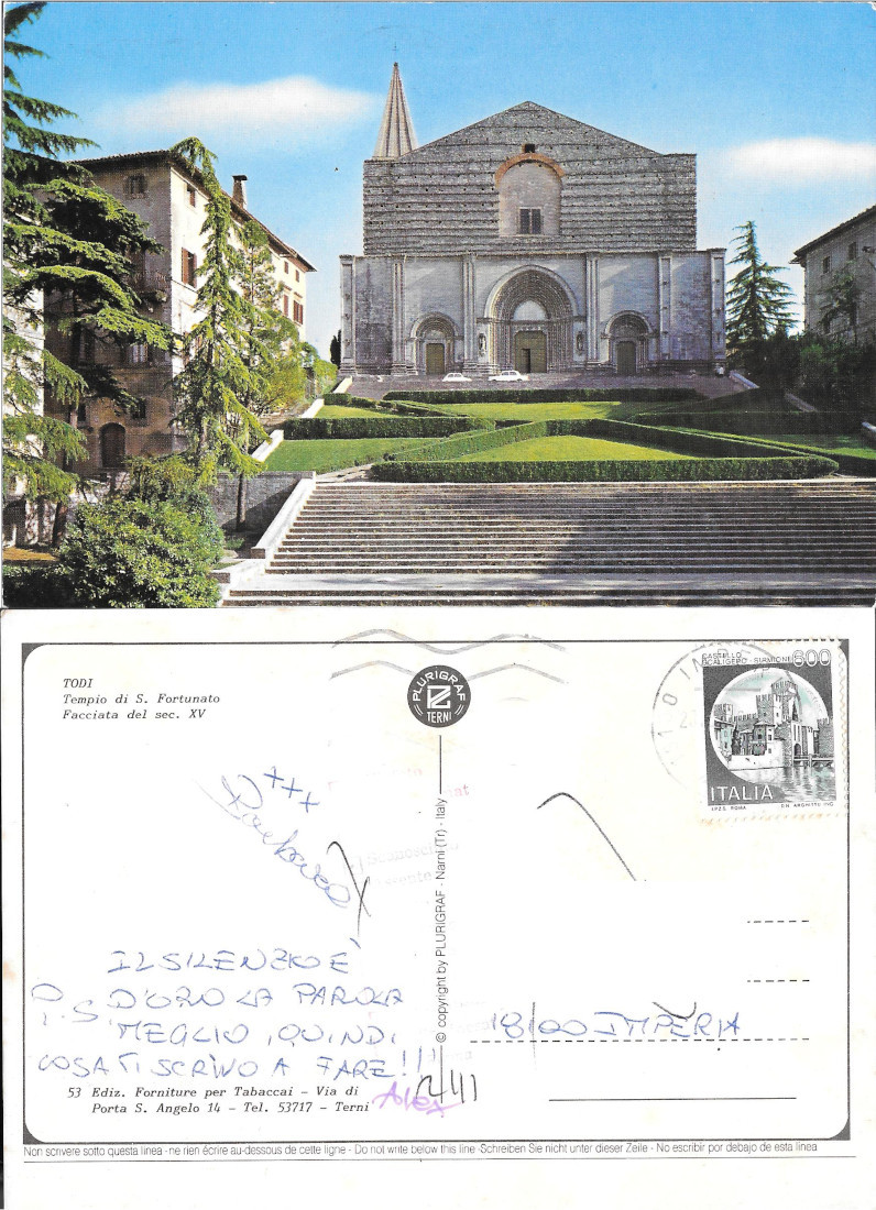 Todi. Tempio di S. Fortunato - Viaggiata 1990
