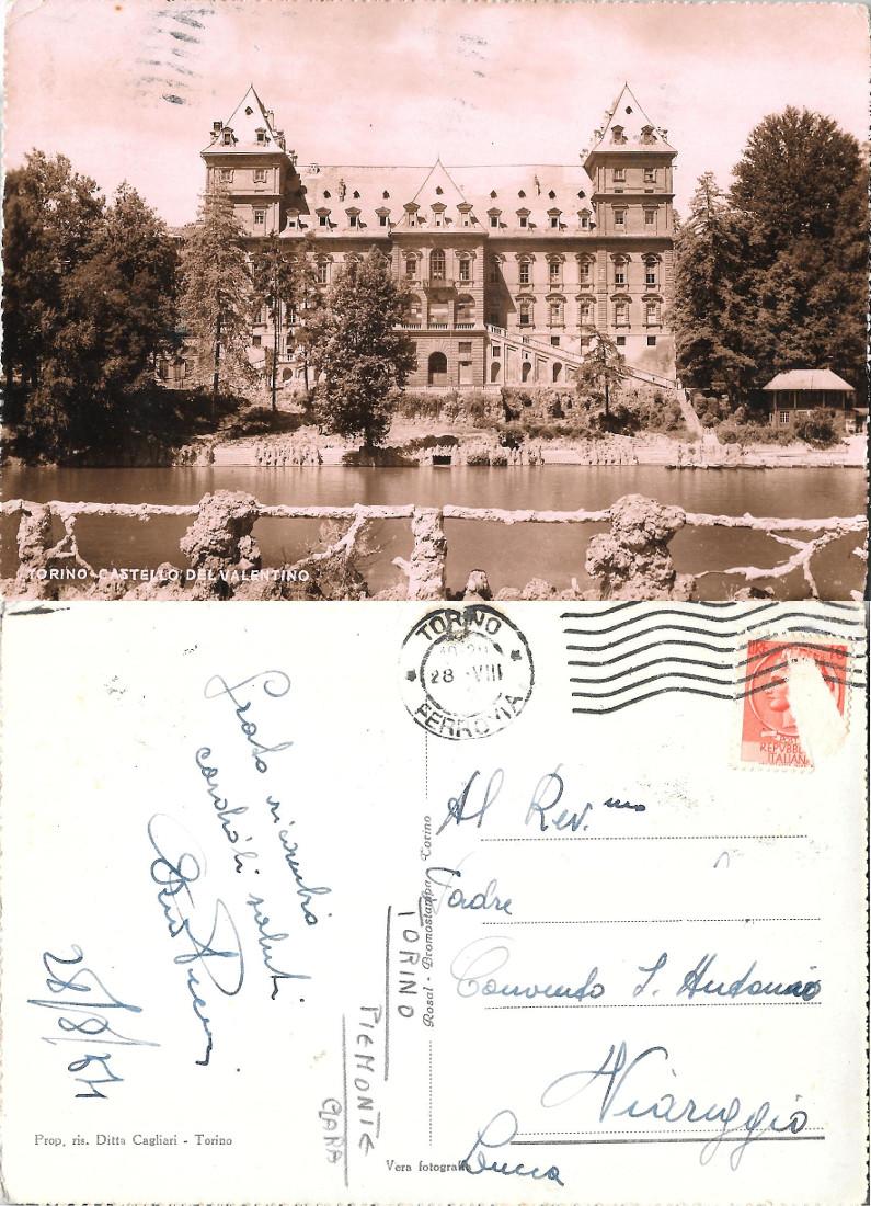 Torino. Il castello del Valentino. Viaggiata 1961