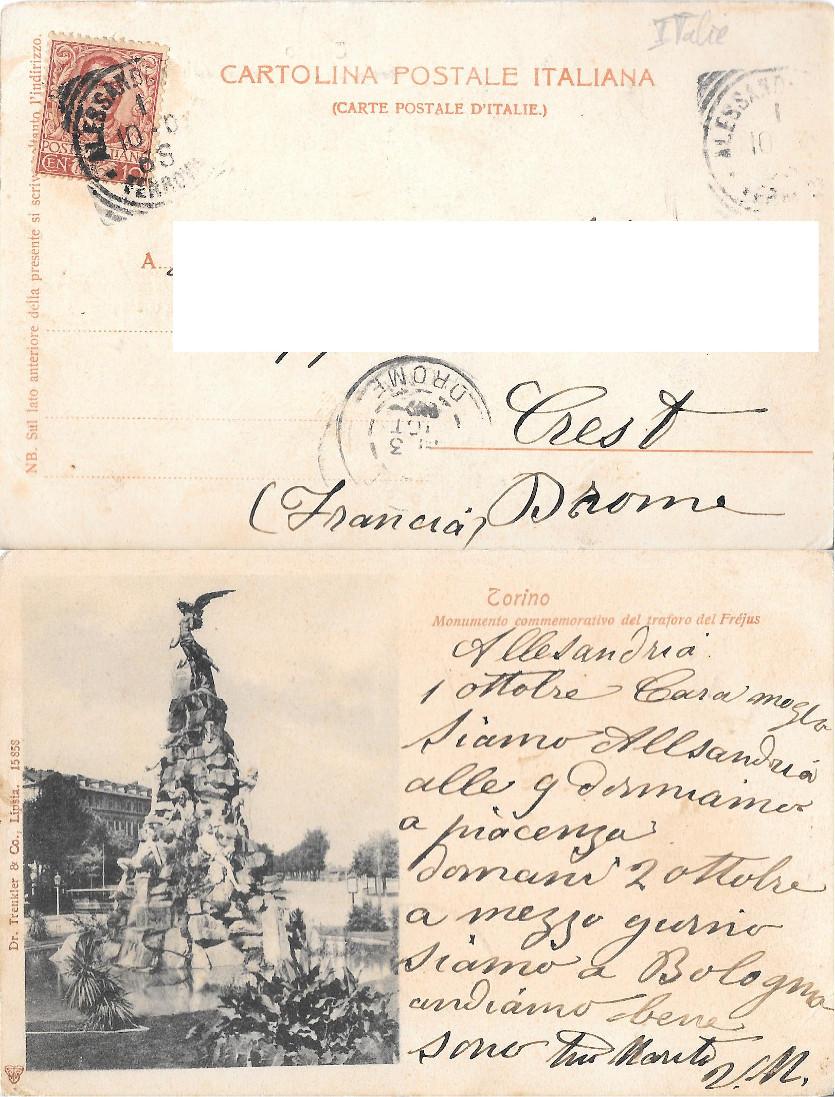 Torino. Monumento commemorativo del traforo del Frejus. Viaggiata 190?
