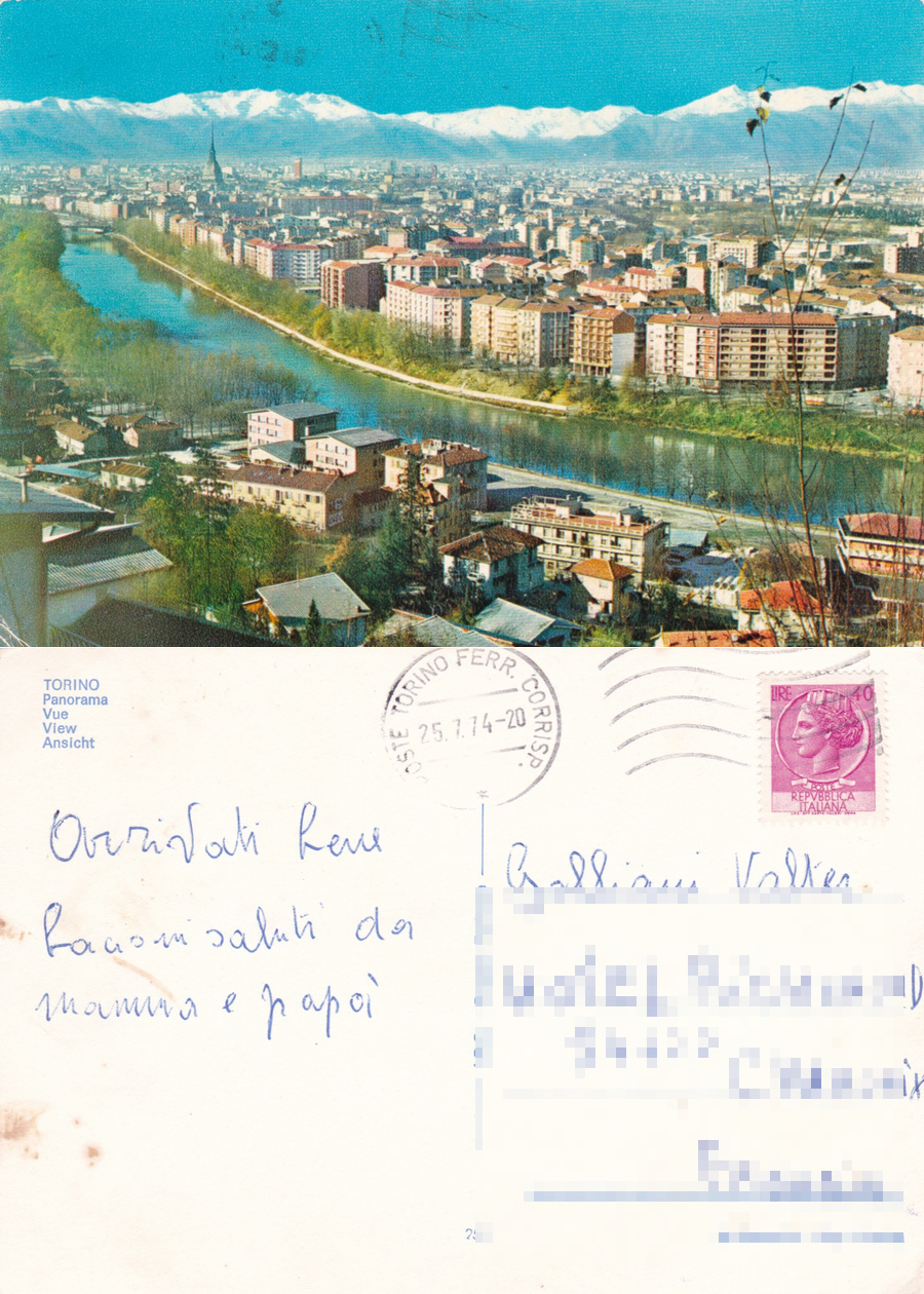 Torino. Panorama. Viaggiata 1974