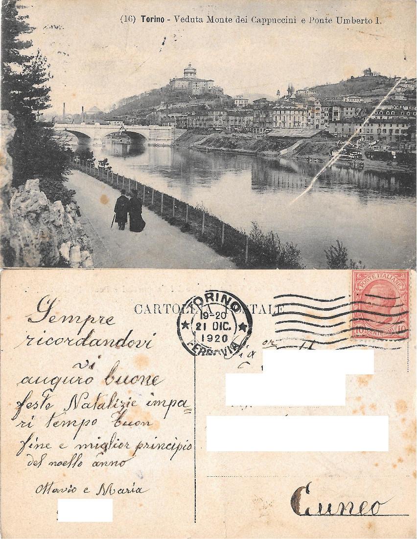Torino. Veduta Monte dei Capuccini e Ponte Umberto I. Viaggiata …