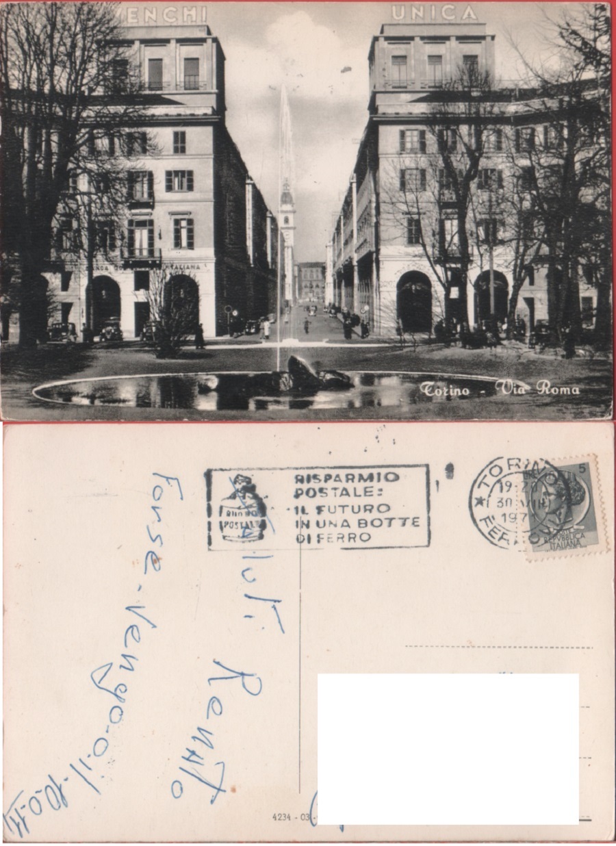 Torino. Via Roma. Viaggiata 1971