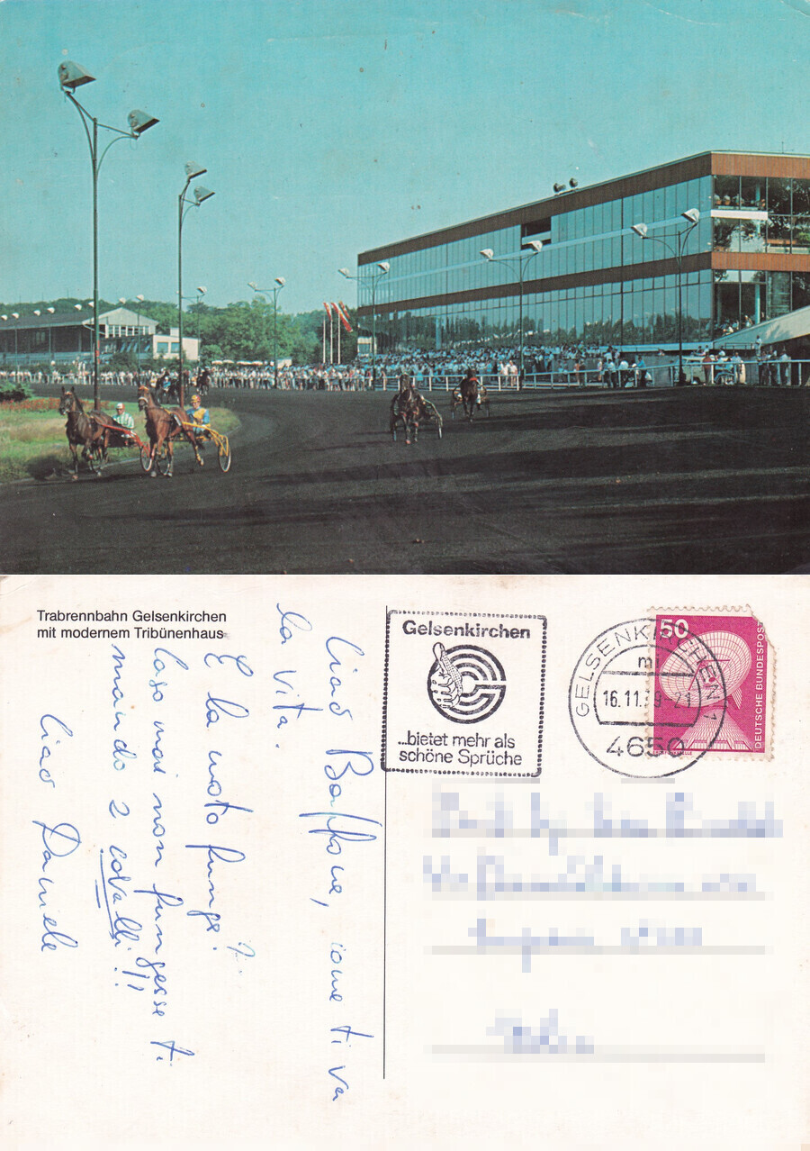Trabrennbahn Gelsenkirchen mt modernen Tribunenhaus - Viaggiata 1989