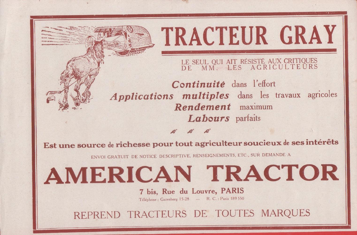 Tracteur Gray. Advertising 1924