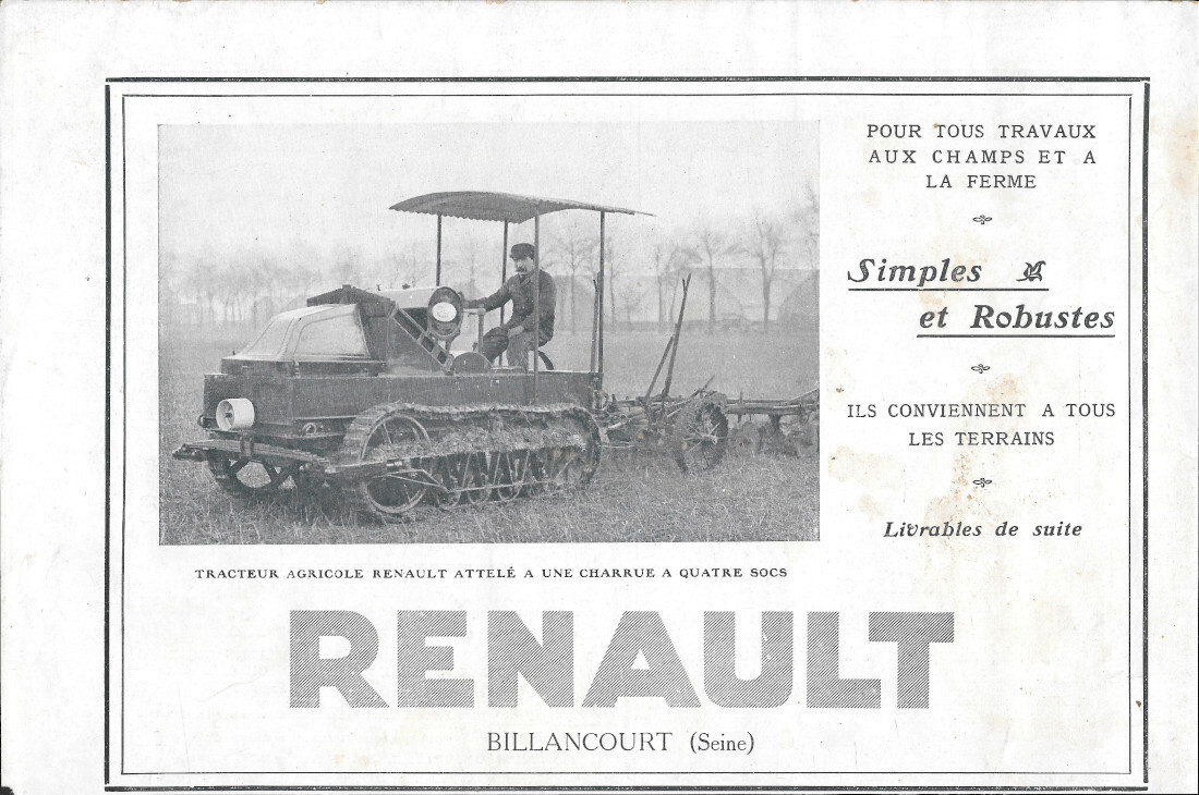 Tracteurs Agricoles Renault - Advertising 1919