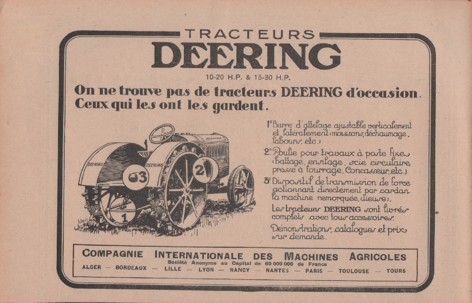 Tracteurs Deering. Advertising 1928