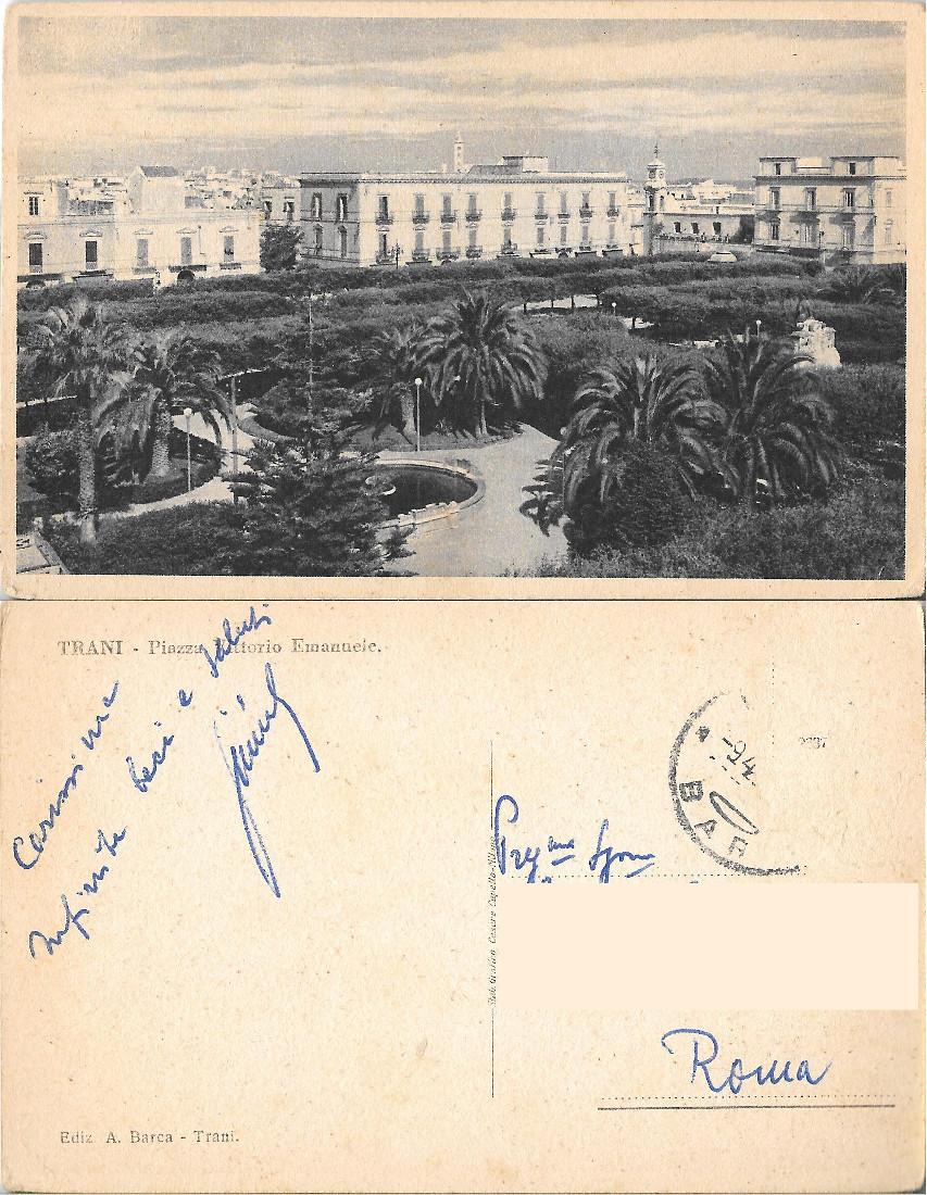 Trani. Piazza Vittorio Emanuele. Viaggiata