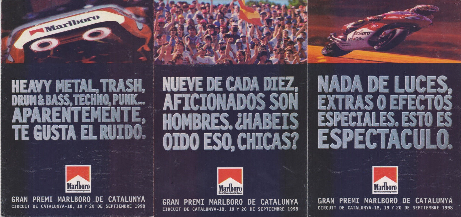 Tre cartoline Gran Premi Malboro de Catalunya 1998