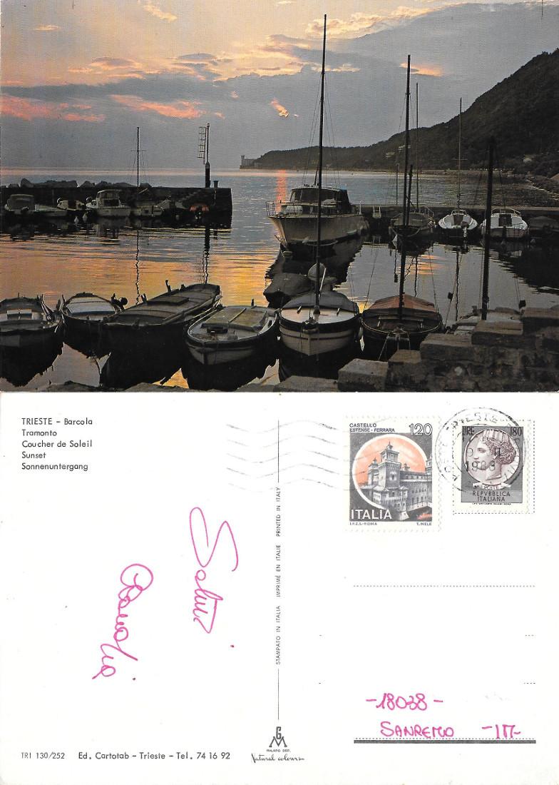 Trieste. Barcola. Tramonto. Viaggiata 1983