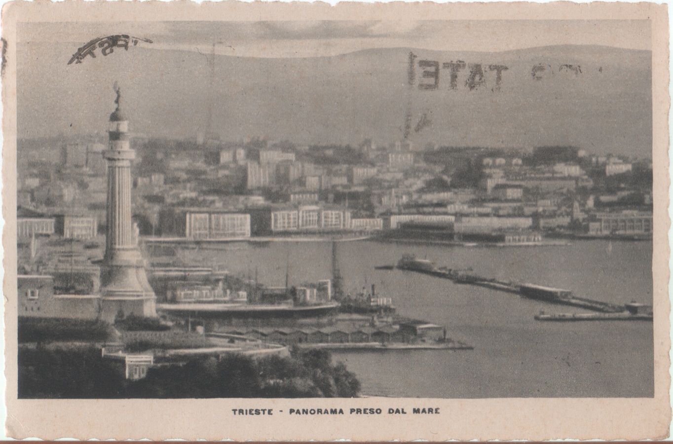 Trieste. Panorama preso dal mare. viaggiata 1941