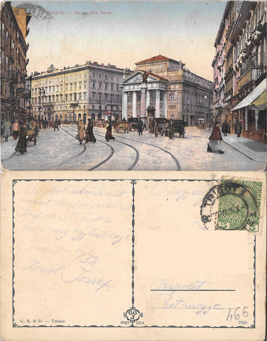 Trieste.Piazza della borsa. Viaggiata 1932
