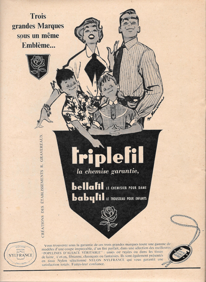 Triplefil la chemise garantie. Nylfrance - Advertising 1955