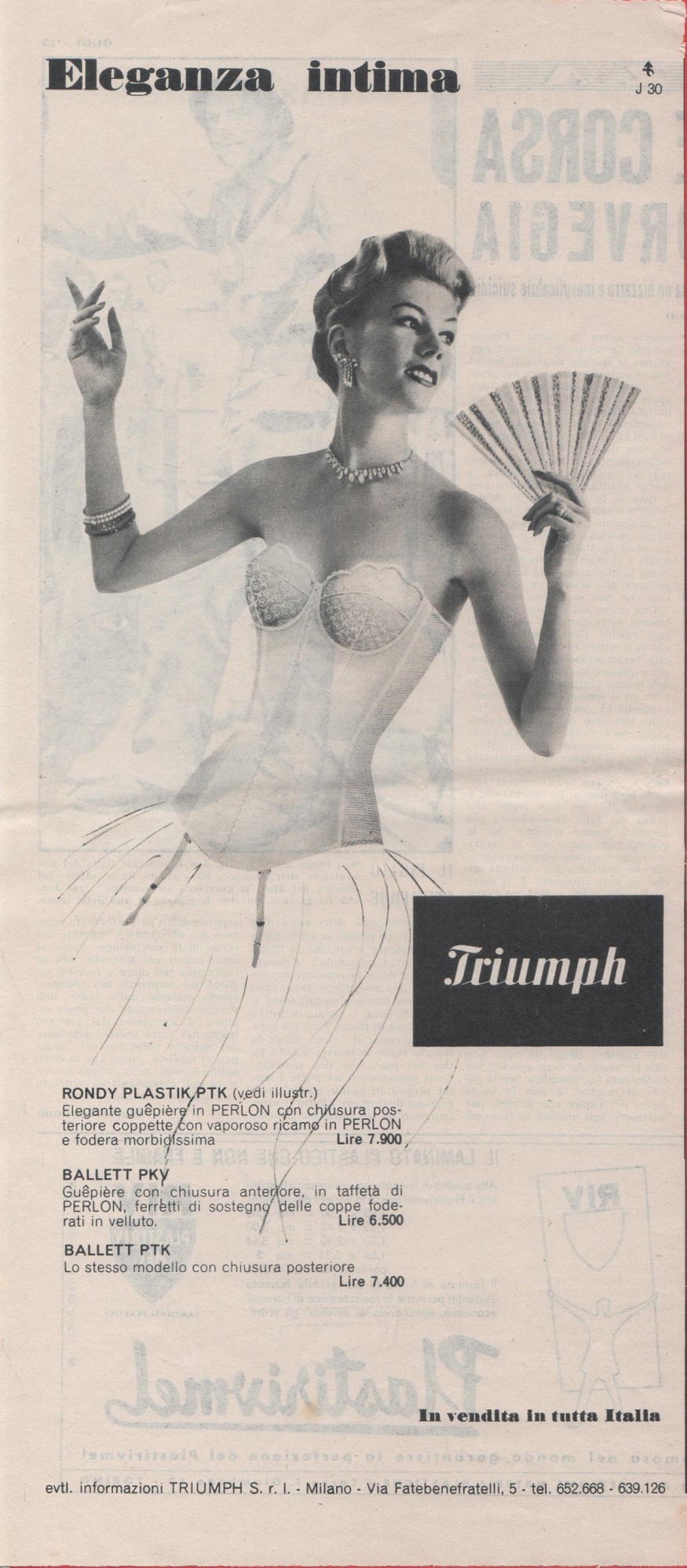 Triumph corsetteria. Advertising 1957