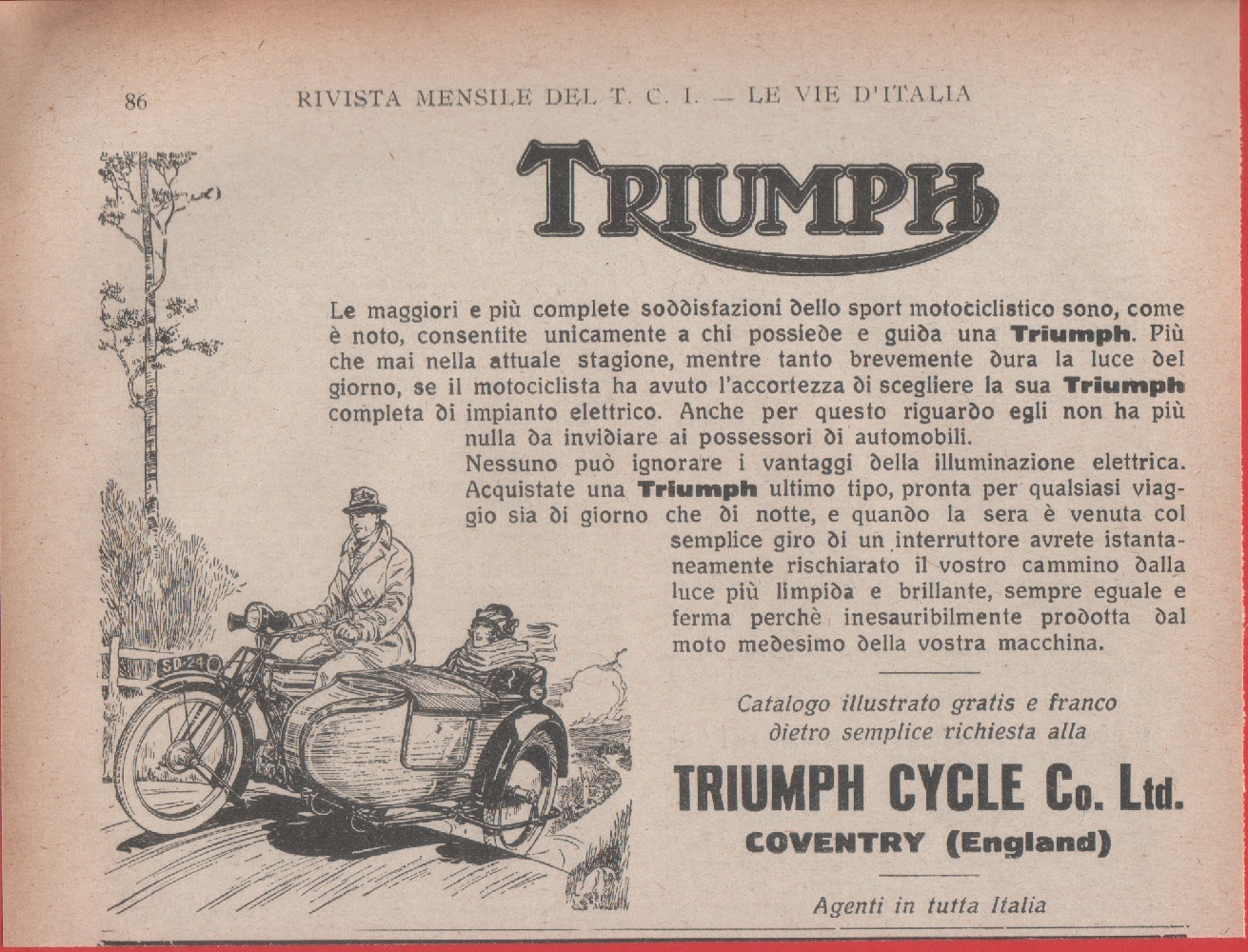 Triumph Cycle. Advertising 1924