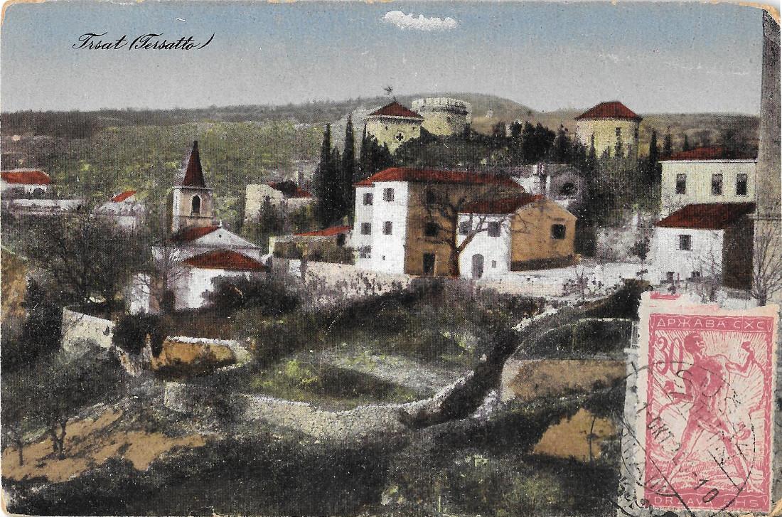 Trsat (Tersatto). Non viaggiata bollata 1920, francobollo drzava 30 hellers