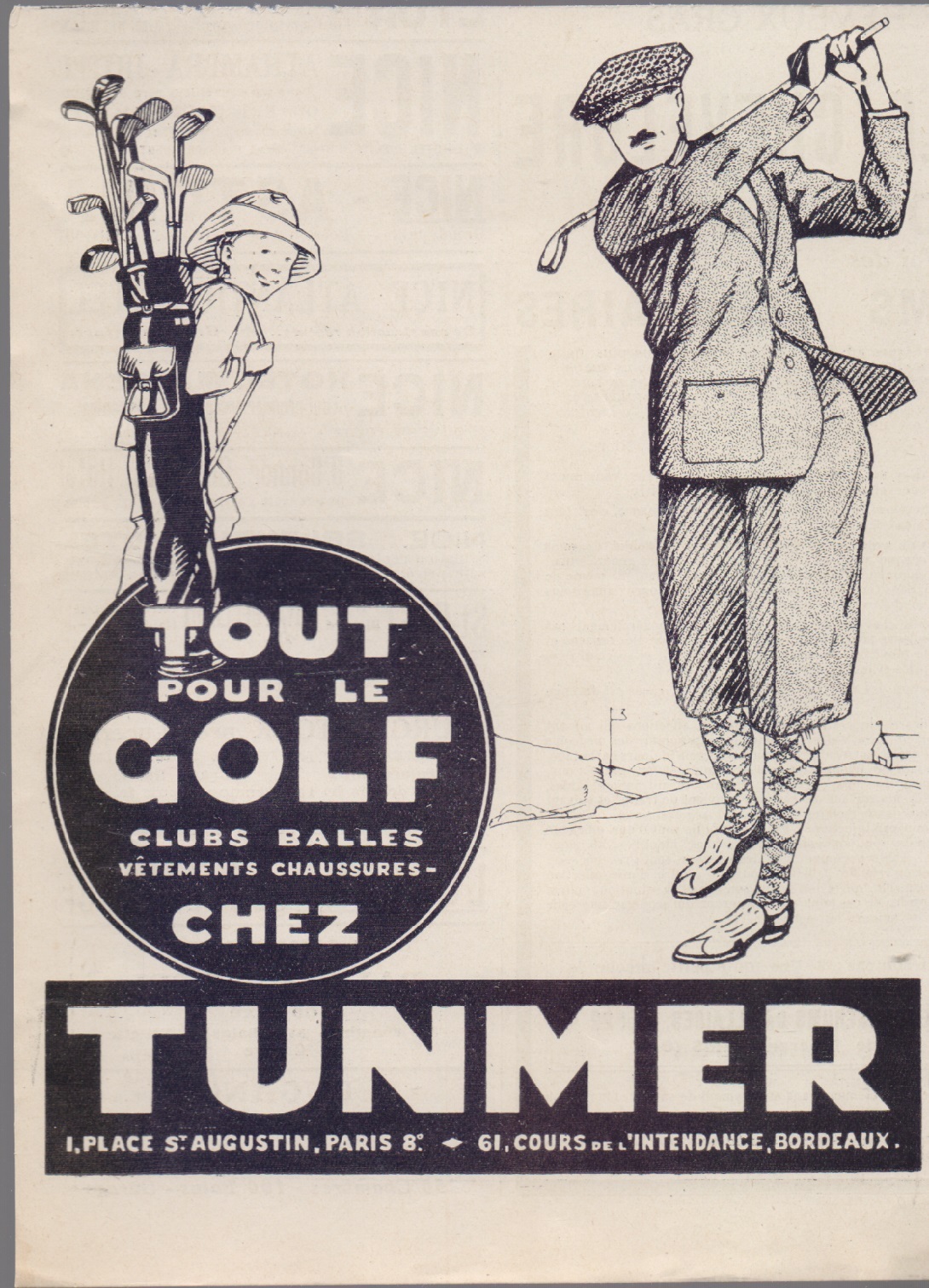 Tunmer tout pour le golf. Advertising 1926