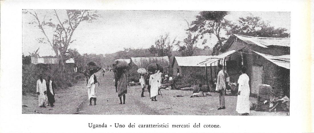 Uganda, uno dei caratteristici mercati del cotone. Stampa 1934